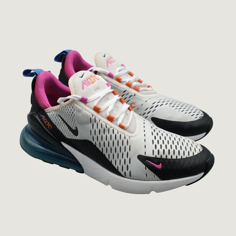 Nike Air Max 270 Size 10 White Pink Orange CW6989-100 Running Sneakers